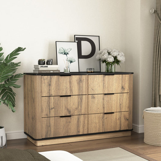 ya 28 Multi-functional Modern 6-Drawer MDF Cabinet - Rounded Corners,Natural Wood