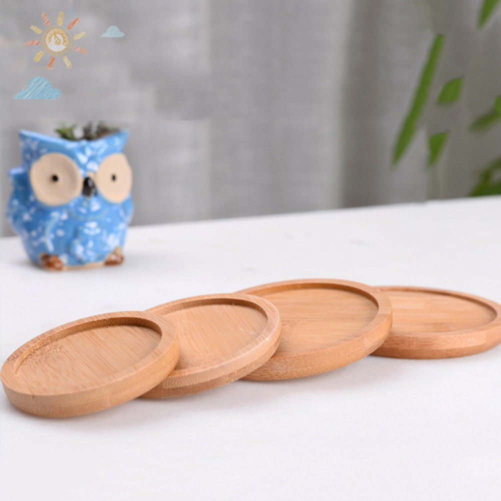 ya 14 6 PCS Garden Pot Base For Indoor and Outdoor Plants Round Bamboo Tray