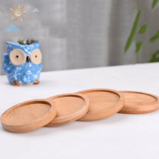 ya 14 6 PCS Garden Pot Base For Indoor and Outdoor Plants Round Bamboo Tray