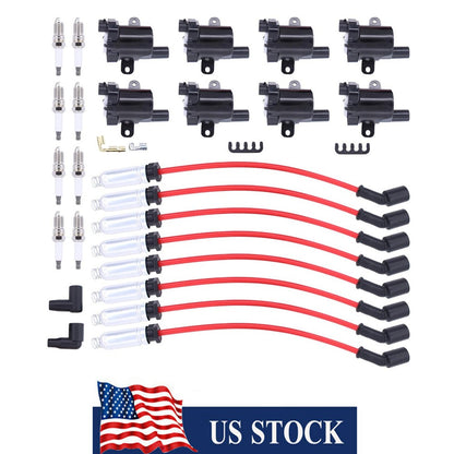 ya 5 8.7 8Packs Ignition Coil+Spark Plug+Wires set for Chevy Silverado 1500 for GMC CD585