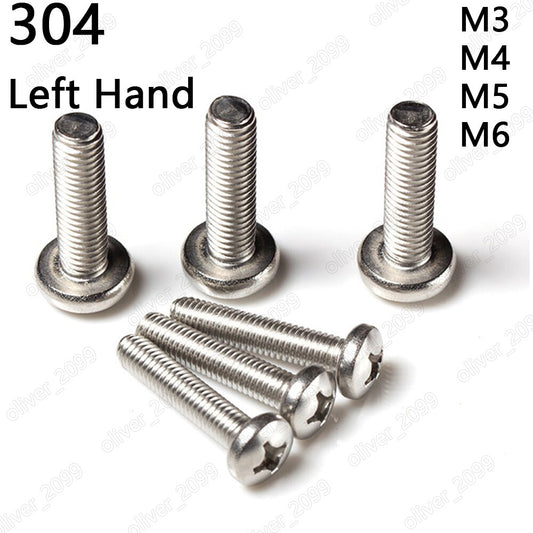 304 Stainless Steel Phillips Cross Pan Head Screws Left Hand Thread M3 M4 M5 M6
