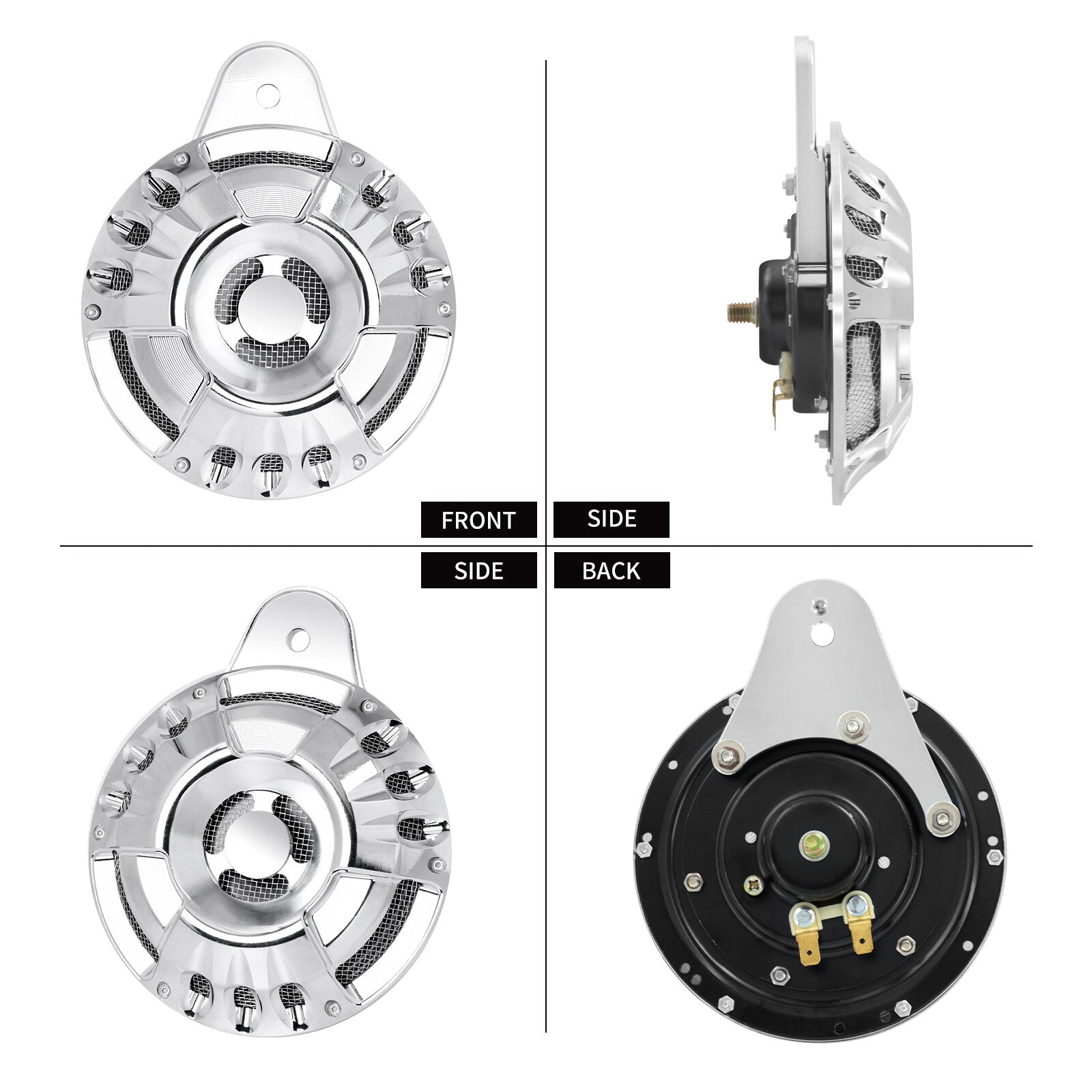 ya 5 8.7 Chrome 110 dB Horn Speaker Cover for Harley Touring Big Twin 1991-2017 Sportster