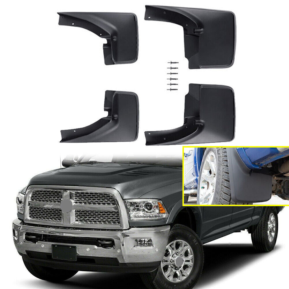 ya 5 8.7 Front & Rear Deluxe Molded Splash Guards Mud Flaps Fit 2009-2019 10 for Ram 82214136
