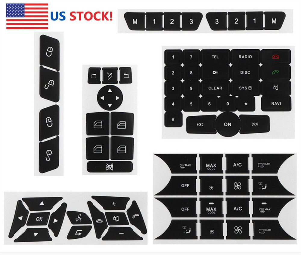 ya 13 Steering Wheel Center Dash AC Window Button Repair Kit Sticker for Mercedes-Benz