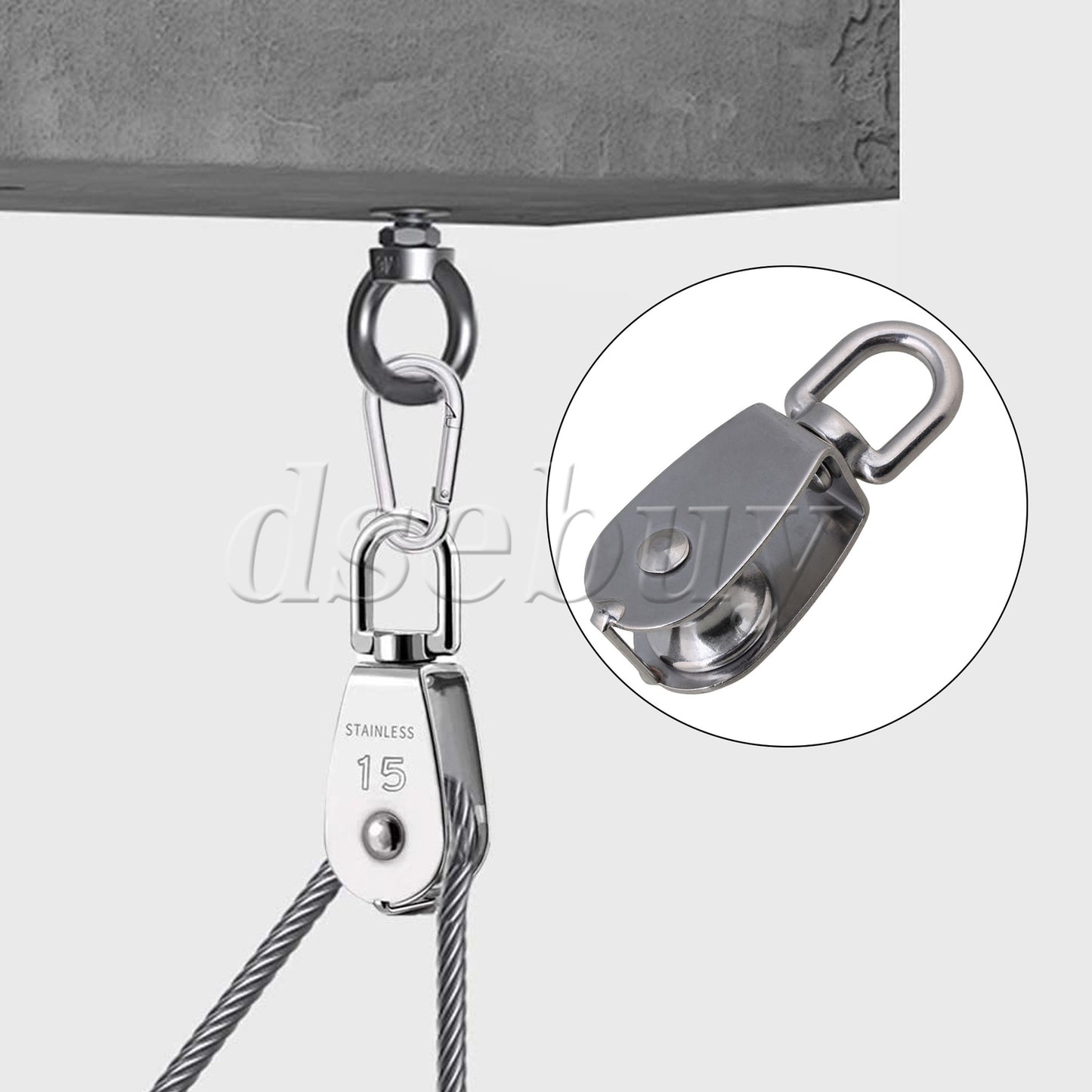 ya 26 12 Pieces Silver M25 Steel Single Sheaved Pulley Block 150kg Loading Capacity