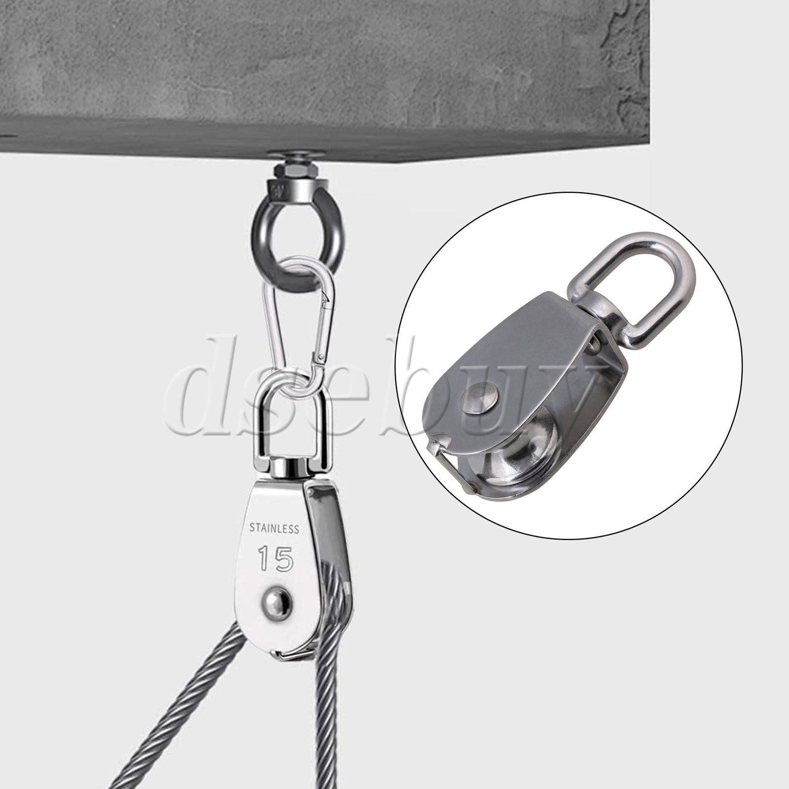 ya 26 12 Pieces Silver M25 Steel Single Sheaved Pulley Block 150kg Loading Capacity