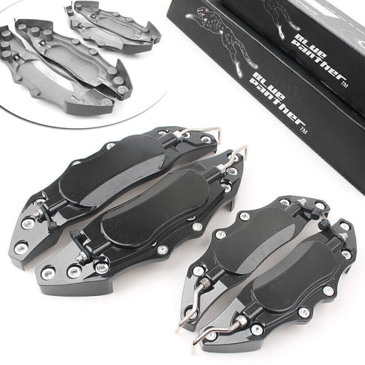ya 10 5.28 Front Rear Metal 3D Universal Style Brake Caliper Cover Medium+Small Black 4pcs