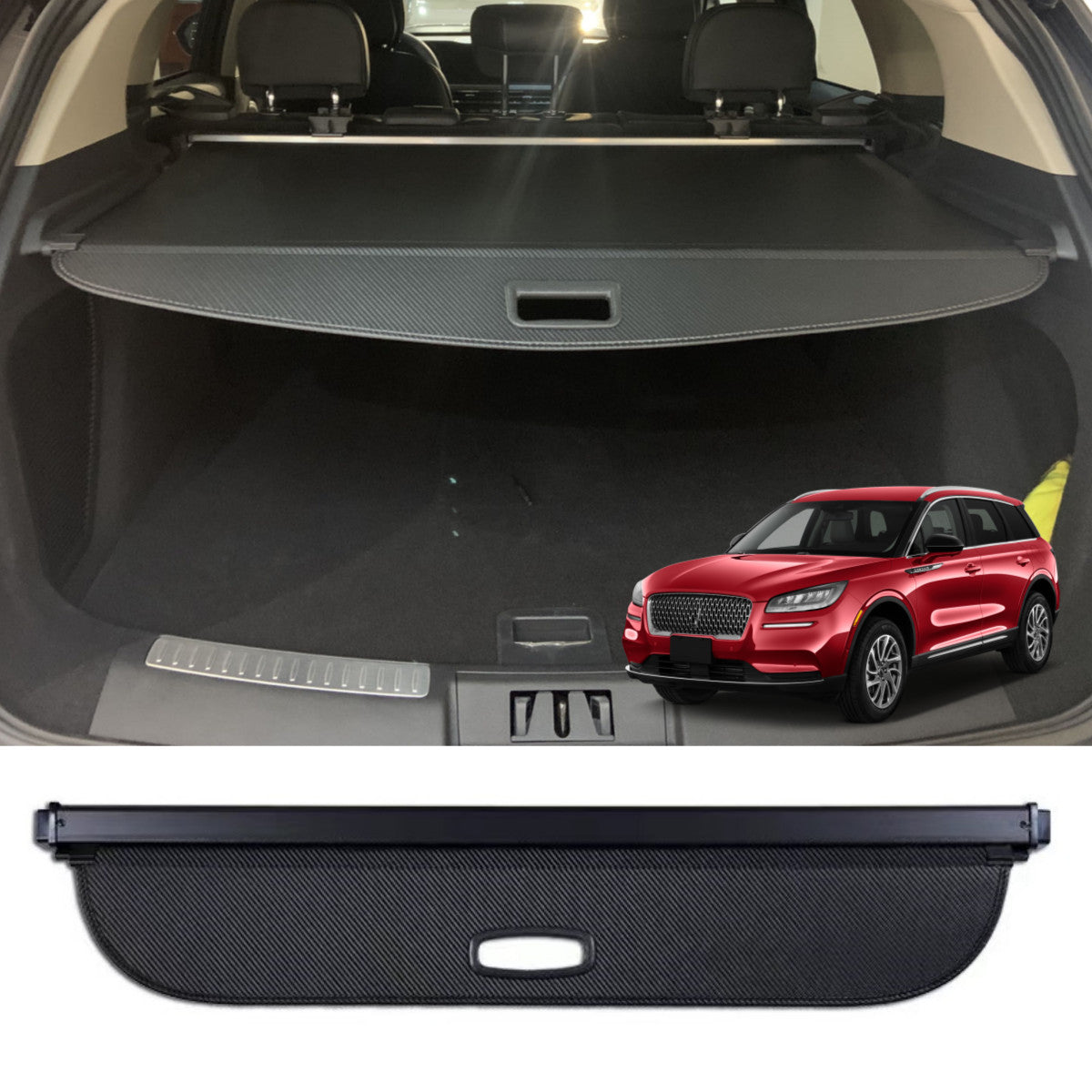 ya 2 7.14 1P Canvas Car Rear Trunk Cargo Luggage Shade Cover for for Lincoln for Corsa ir 2020-2024