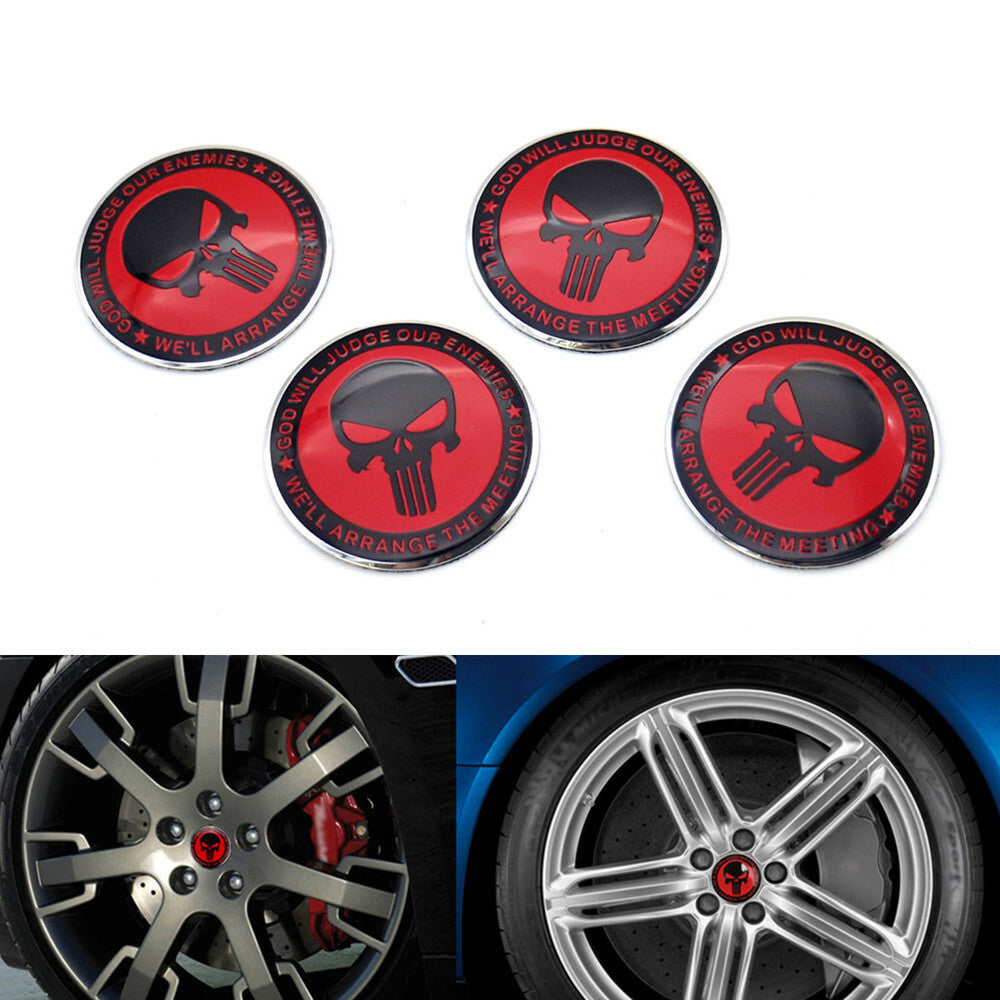ya 1 7.4 4x 56mm Wheel Center Hub Cap Car Auto Skull Emblem Badge Decal Sticker