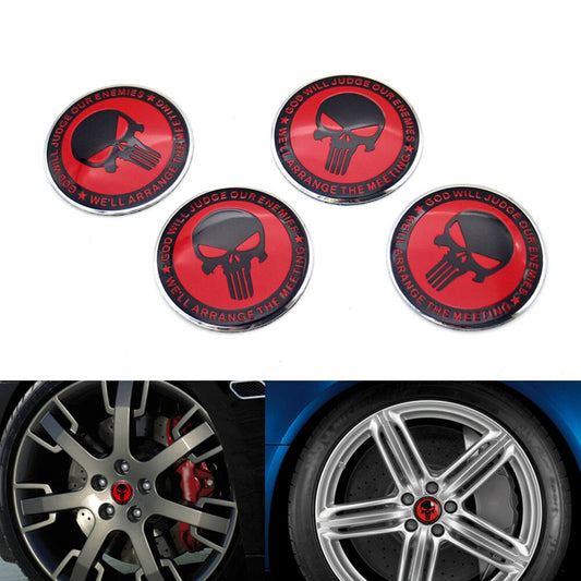 ya 1 7.4 4x 56mm Wheel Center Hub Cap Car Auto Skull Emblem Badge Decal Sticker
