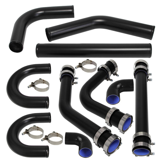 ya 3 6.25.2 2.25'' 57mm Universal Turbo Boost Intercooler Air Aluminum Pipe Kit 8PCS Black