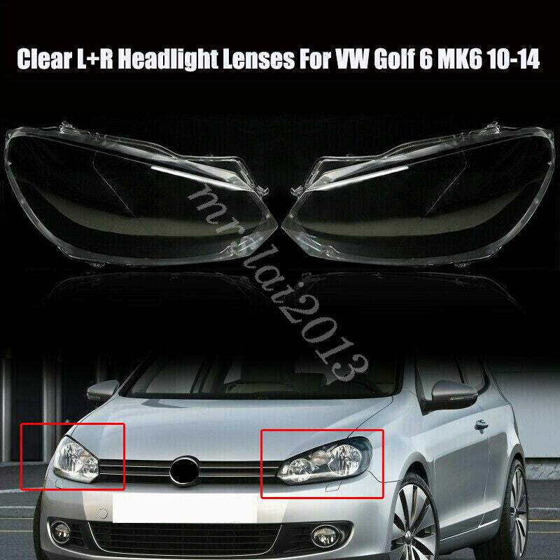 ya 13 5.27.2 Headlight Lenses Cover Clear Lens Replacement L + R for VW for Golf 6 MK6 2010-2014