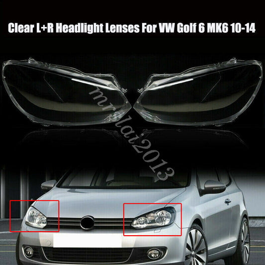 ya 13 5.27.2 Headlight Lenses Cover Clear Lens Replacement L + R for VW for Golf 6 MK6 2010-2014