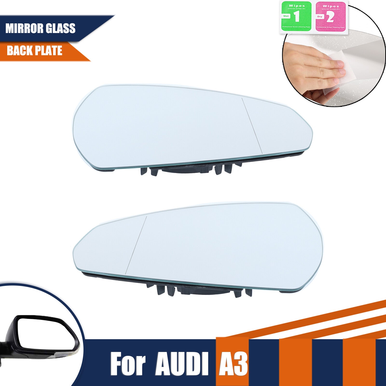 ya 3 6.25.2 for Audi A3 2013-2020 Heated Mirror Glass Left And Right Side With Mirror Holder