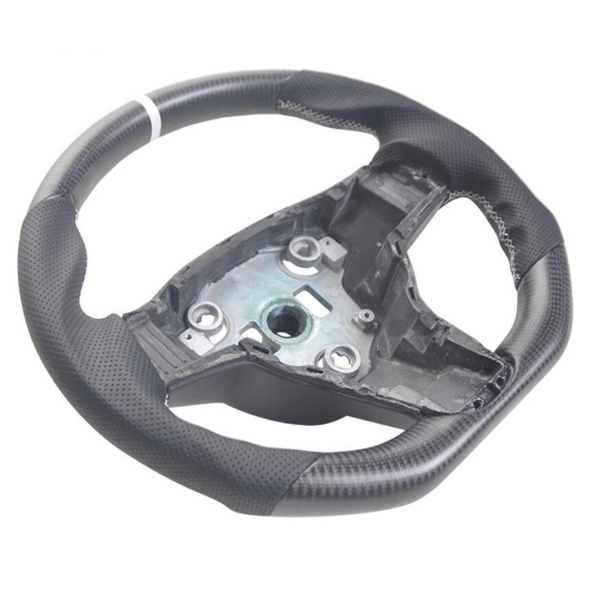 ya 10 10.28 For Model 3 for Model Y No heated Real Carbon Fiber Matte Flat Steering Whe