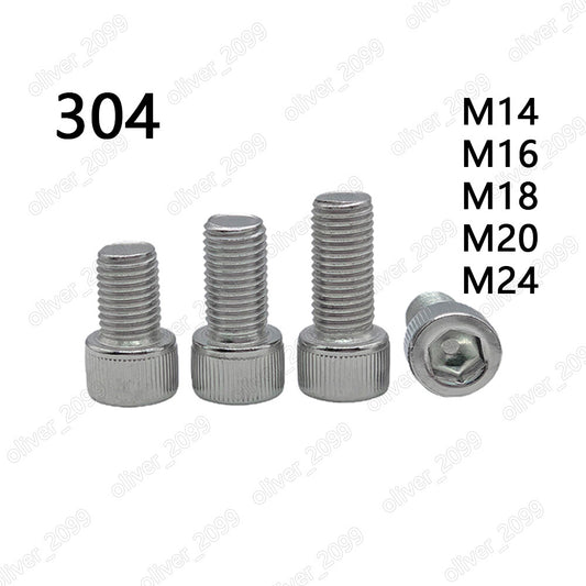 304 Stainless Steel DIN912 Hex Socket Bolts Cap Head Screws M14 M16 M18 M20 M24