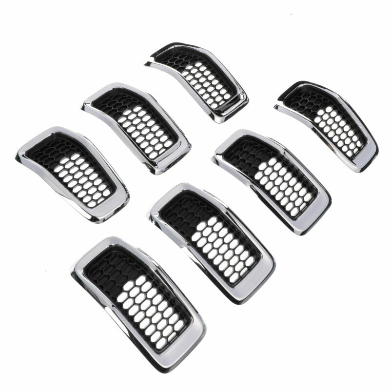 ya 3 6.23 7-piece front grille insertion kit chrome black suitable for 2014-2018 for Jeep CHEROKEE O