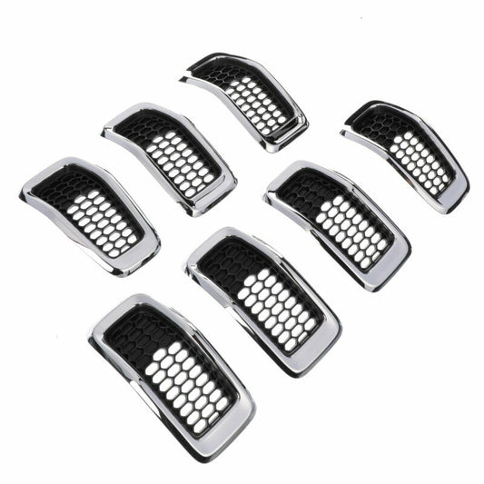ya 3 6.23 7-piece front grille insertion kit chrome black suitable for 2014-2018 for Jeep CHEROKEE O