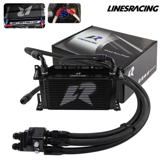 ya 5 6.15 LR 19 Row AN10 Oil cooler w/Bracket+Filter Relocation Adapter Hose Kit Black