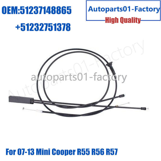 ya 10 5.28.3 2PCS Front+Rear Hood Release Cable Set For 07-13 for Mini Cooper R55 R56 R57