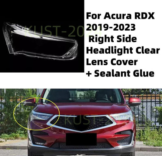 ya 2 6.29 Suitable for Acura RDX 2019-2023 right headlight clear lens cover + sealant 1 piece