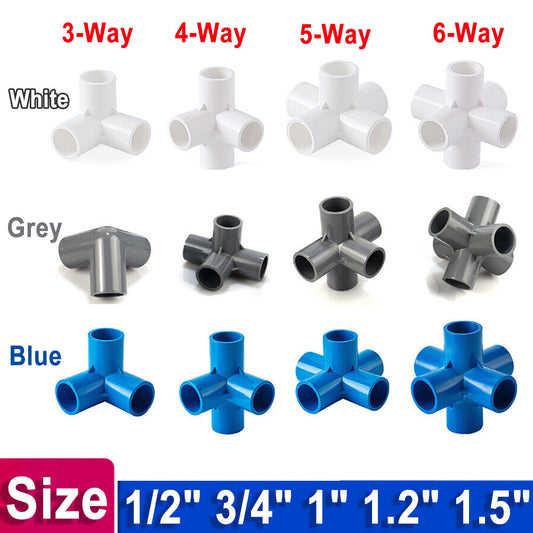 3/4/5/6-Way Elbow Connector Pipe Fittings 1/2  3/4  1  1.2  1.5  White Blue Grey