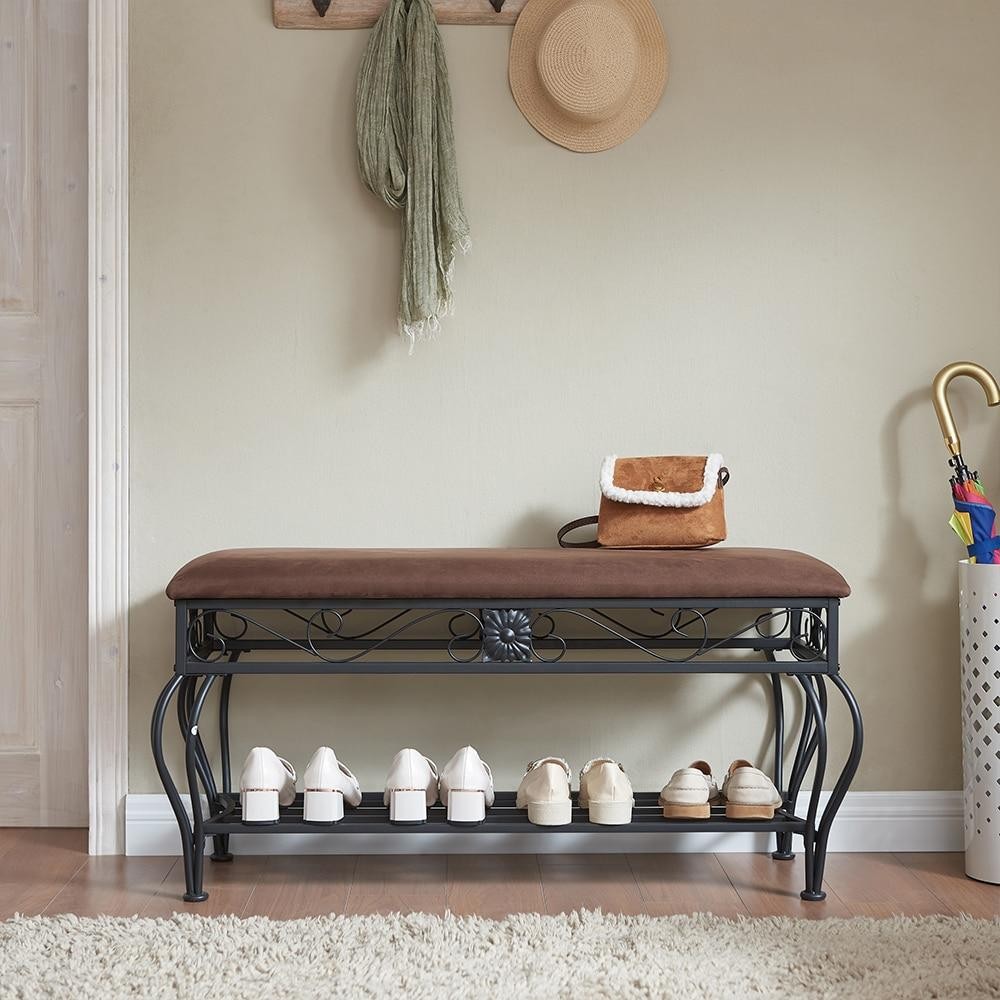 ya 28 Multipurpose Upholstered Shoe Rack Bench | End of Bed Seat | Entryway Organizer