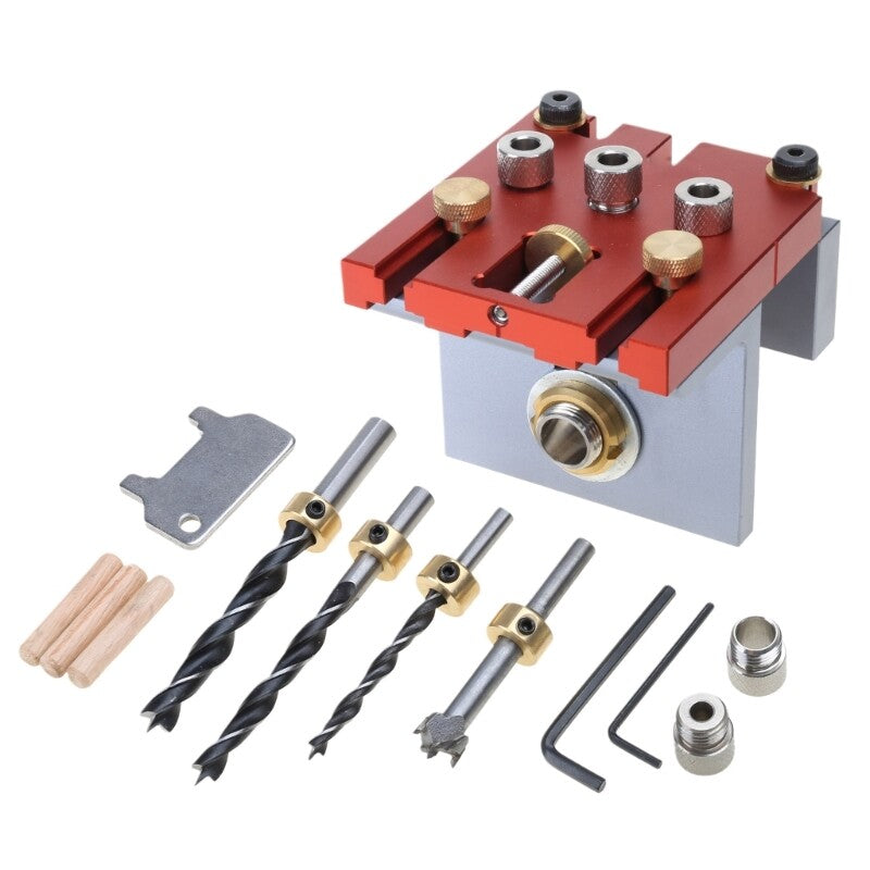 ya 17 3 in Woodworking Doweling Jig Adjustable Drilling Guide Puncher Locator Tools