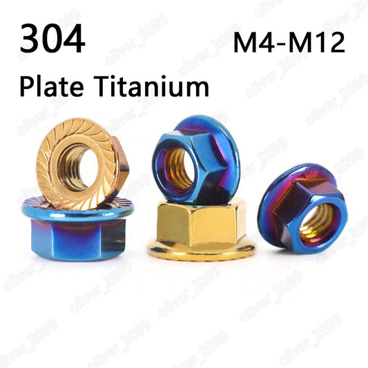 304 Stainless Steel Plate Titanium Hexagon Nuts With Serrated Flange M4-M12