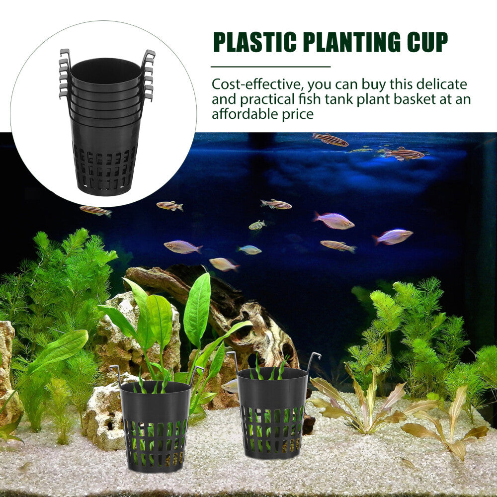 ya 14 6PCS Planting Basket Black Plastic Slotted Net Plant Cups Hanging Plant Basket
