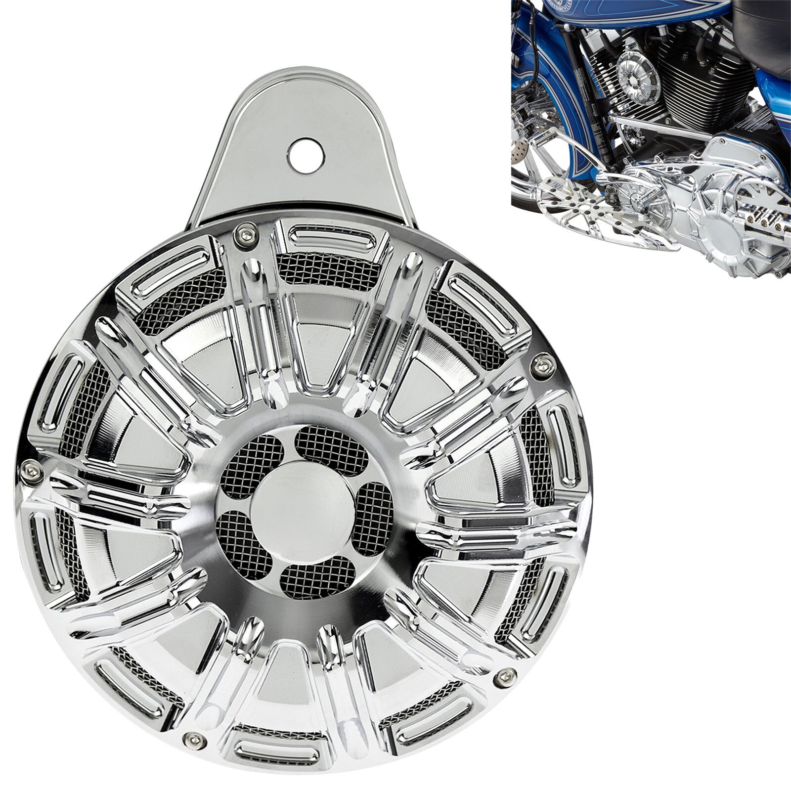 ya 5 8.7 Chrome Cut 110 dB Horn Speaker Cover Fits for Harley Touring 99-17 Big Twin Cam