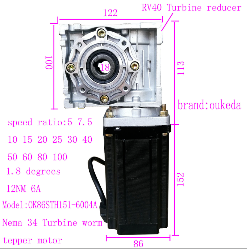86 Worm Gear Stepper Motor 12Nm 86BYGH156 Body 156mm Worm Gear Motor New