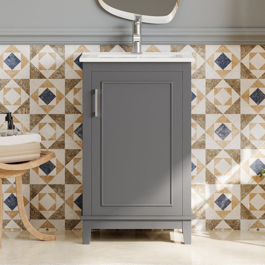 ya 28 20 Inch Gray Modern Bathroom Vanity Small Cabinet With Ceramic Basin