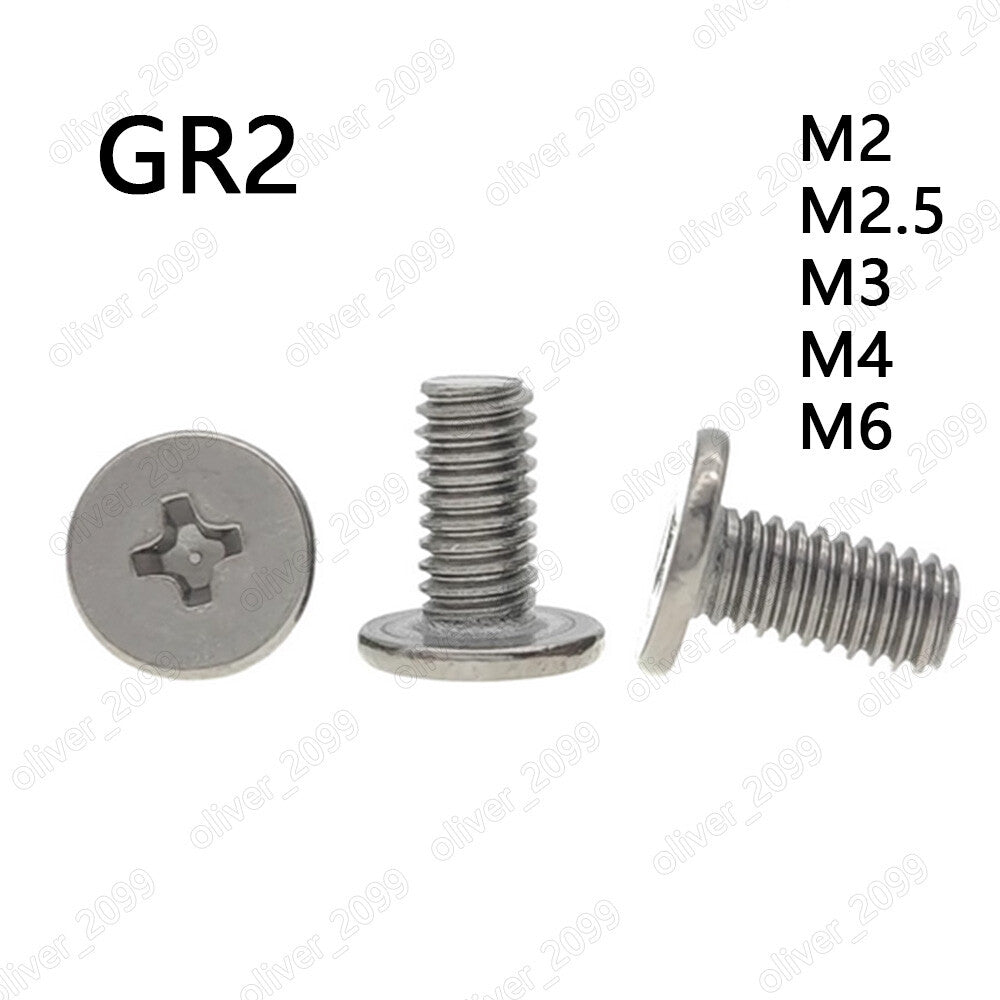 Titanium GR2 Phillips Utrathin Flat Head Laptop Notebook Screws M2 M2.5 M3 M4 M6