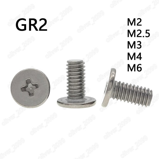 Titanium GR2 Phillips Utrathin Flat Head Laptop Notebook Screws M2 M2.5 M3 M4 M6