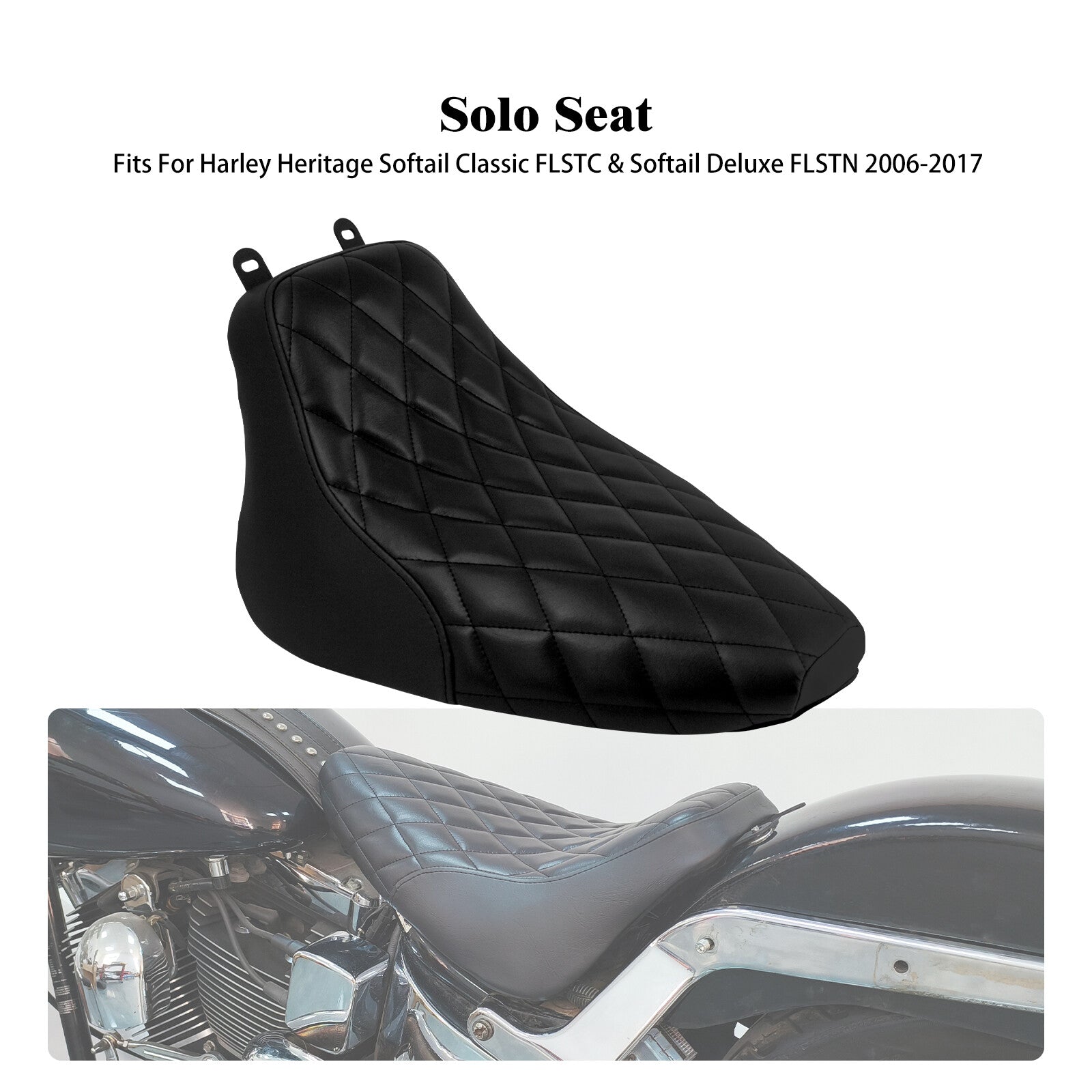 ya 5 8.7 Driver Solo for SEAT Black Stitching for Harley Heritage Softail FLSTC Deluxe 06-17