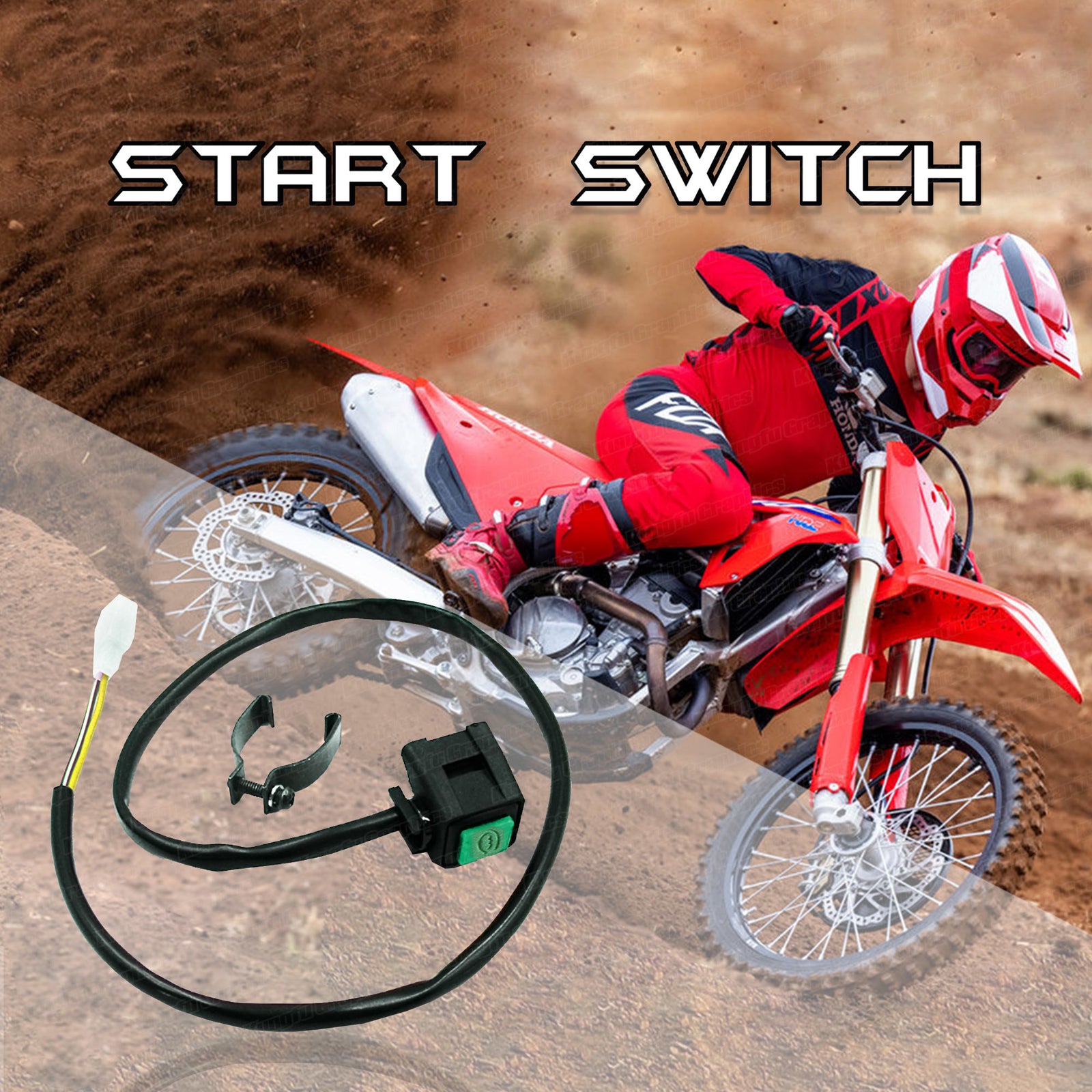 ya 1 7.4 Engine Start Switch Ignition Button Handlebar for Motorcycle Scooter Quad Green