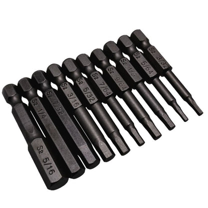 ya 26 10PCS Black Hexagon Screwdriver Bits Steel 4 Inch Shank Screw
