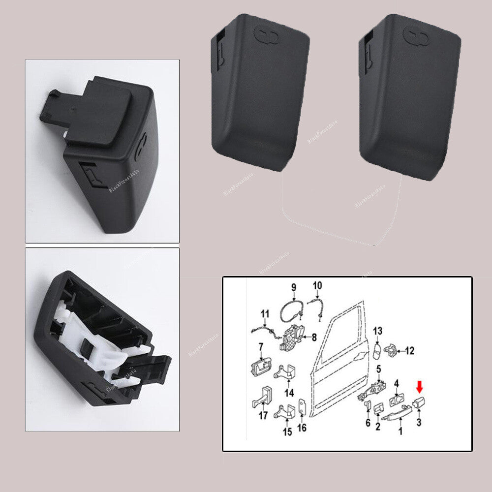 ya 13 5.27 2X Driver Side Left Front Black Door Handle Cap for Land Rover LR2 LR3 LR032995