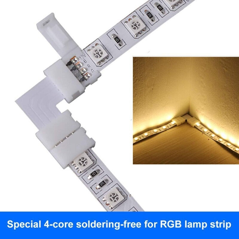 ya 14 30 Pcs 4-Pin Solderless LED Connectors for T/L Shape Right Angle Corner Connecto