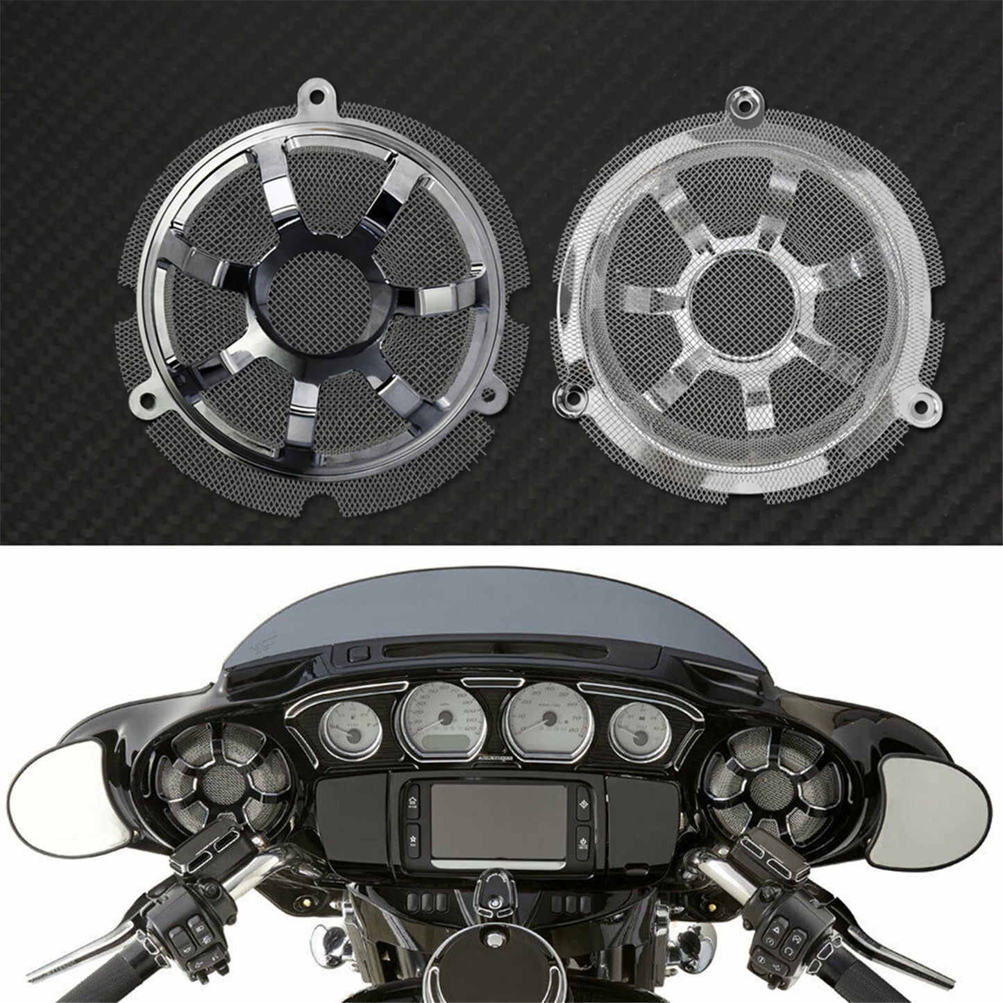 ya 5 8.7 Chrome Contrast Front Speaker Grill Masks Cover Fit for Harley Touring CVO 14-19
