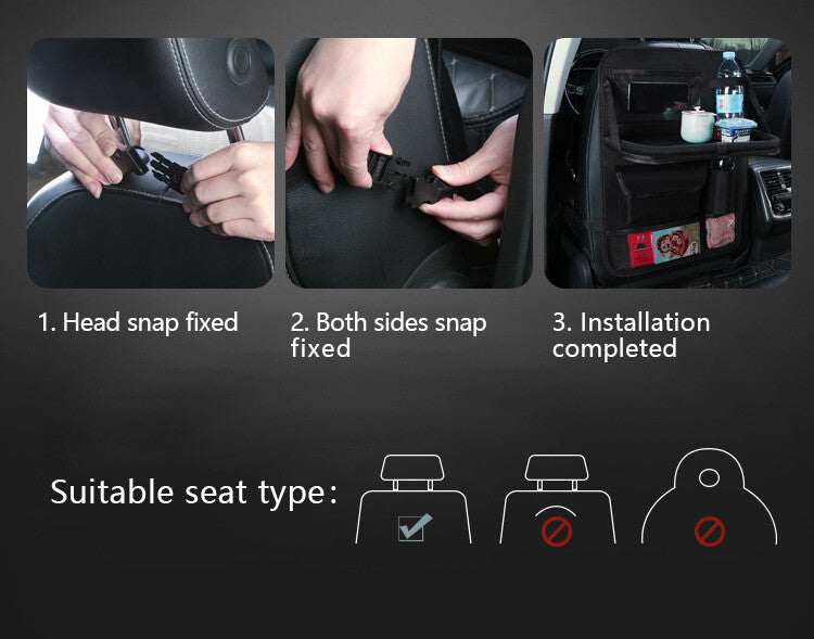 ya 12 5.22 1-Pack Car for SEAT Back Organizer Folding Tablet Holder Travel Storage Bag Black