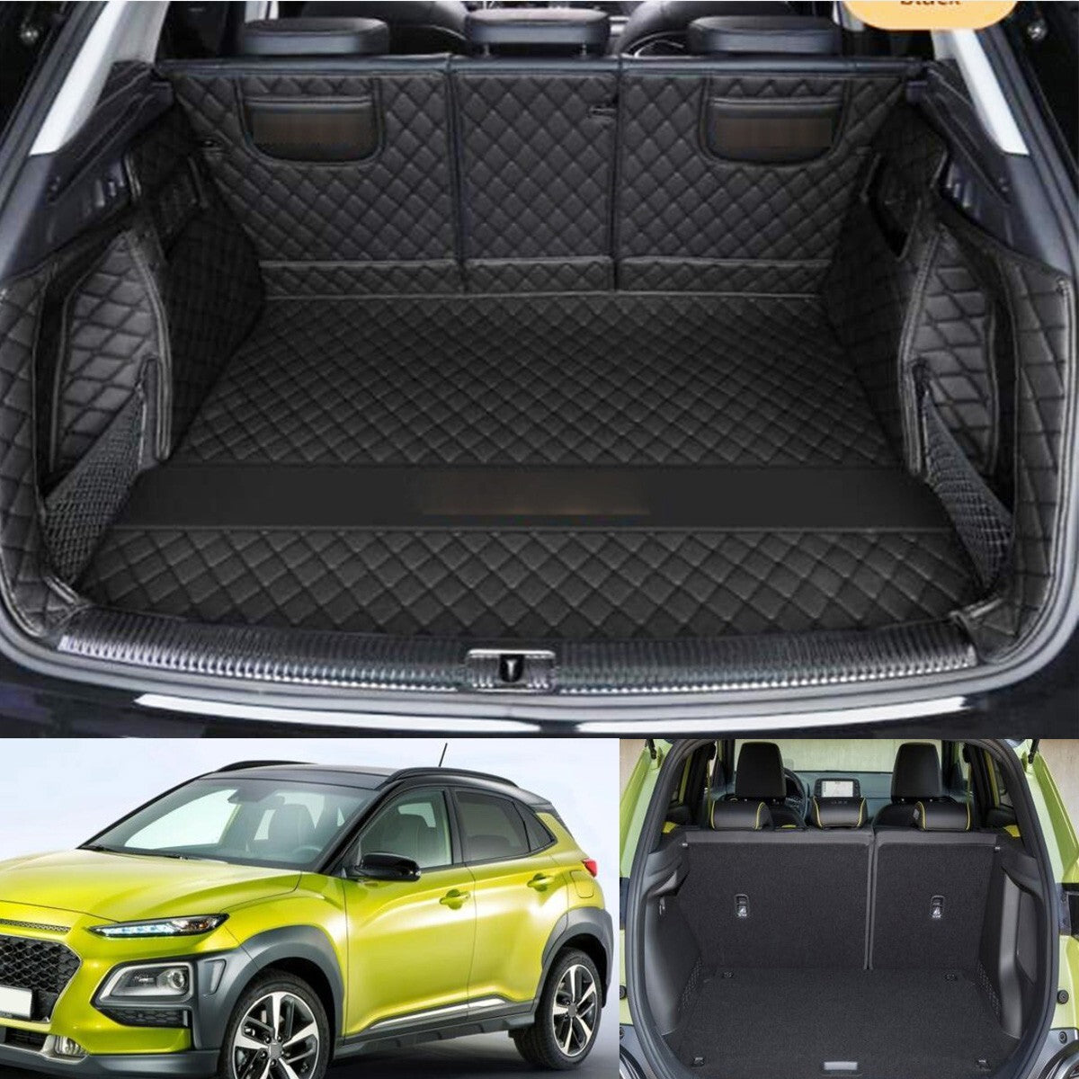 ya 7 6.10.3 Leather Boot Cargo Liner Tray Rear Trunk Floor Mat compatible for Hyundai Kona