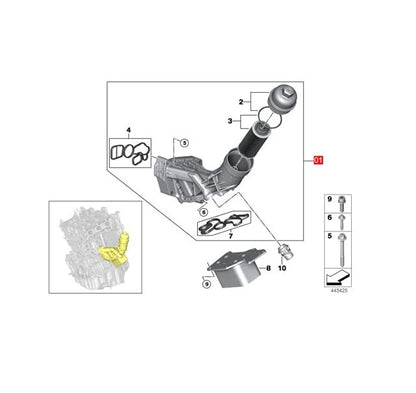 ya 5 8.7 Oil filter assembly 11428596283 for BMW F20 F22 F30 G30 G32