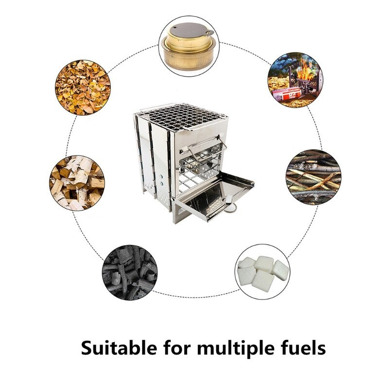 ya 25 Portable Folding Stainless Split Stove Lightweight for BBQ