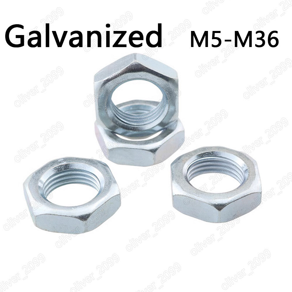 Galvanized Steel Right Hand Hexagon Thin Nuts M5 M6 M8 M10 M12 M14 M16 M18-36