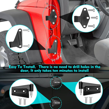 ya 11 10.28 16pcs Body Door Hinge Replacement Set Powder Coat FOR 2007-2018 for Jeep fo