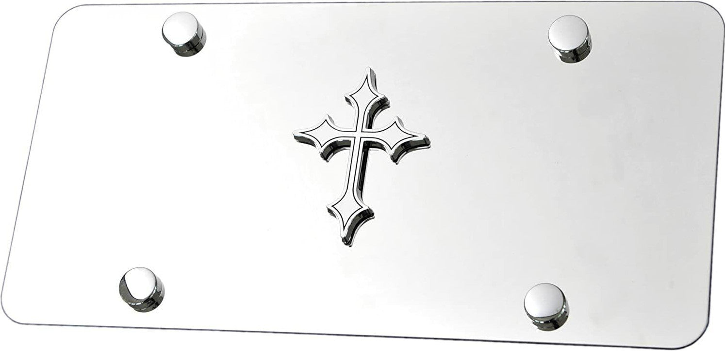 ya 1 8.5.1 2 Piece Car License Plate Frame Cover Hood Rear Boot Screw Cap Chrome for Cadillac 