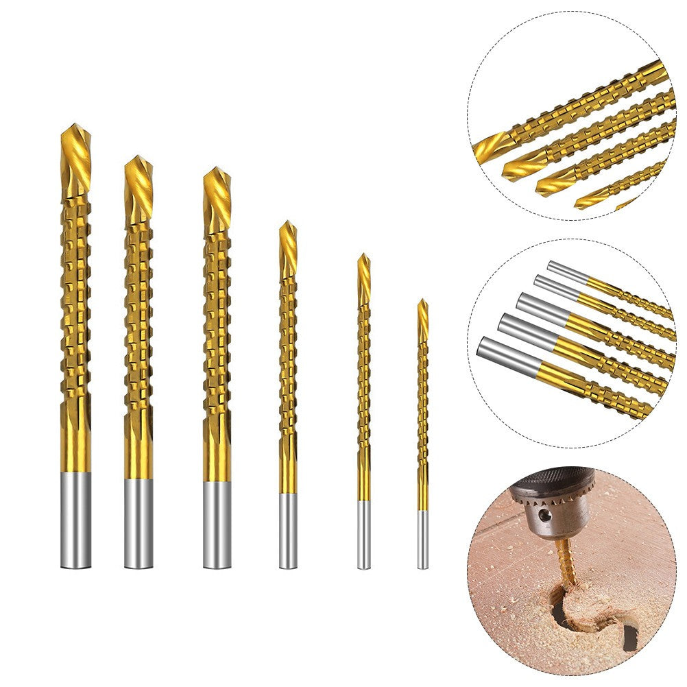 ya 25 6pcs Serrated Twists Drill Bits Carpenter Tool Spiral Drill Bit Drill Bit