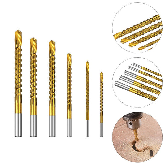 ya 25 6pcs Serrated Twists Drill Bits Carpenter Tool Spiral Drill Bit Drill Bit